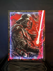 Crimson Galactic Duel – RGB Fabric Canvas Wall Art
