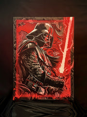 Crimson Galactic Duel – RGB Fabric Canvas Wall Art