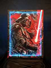 Crimson Galactic Duel – RGB Fabric Canvas Wall Art