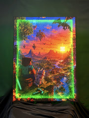 Pixel Sunset Realm – RGB Fabric Canvas Wall Art