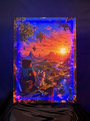 Pixel Sunset Realm – RGB Fabric Canvas Wall Art