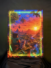 Pixel Sunset Realm – RGB Fabric Canvas Wall Art