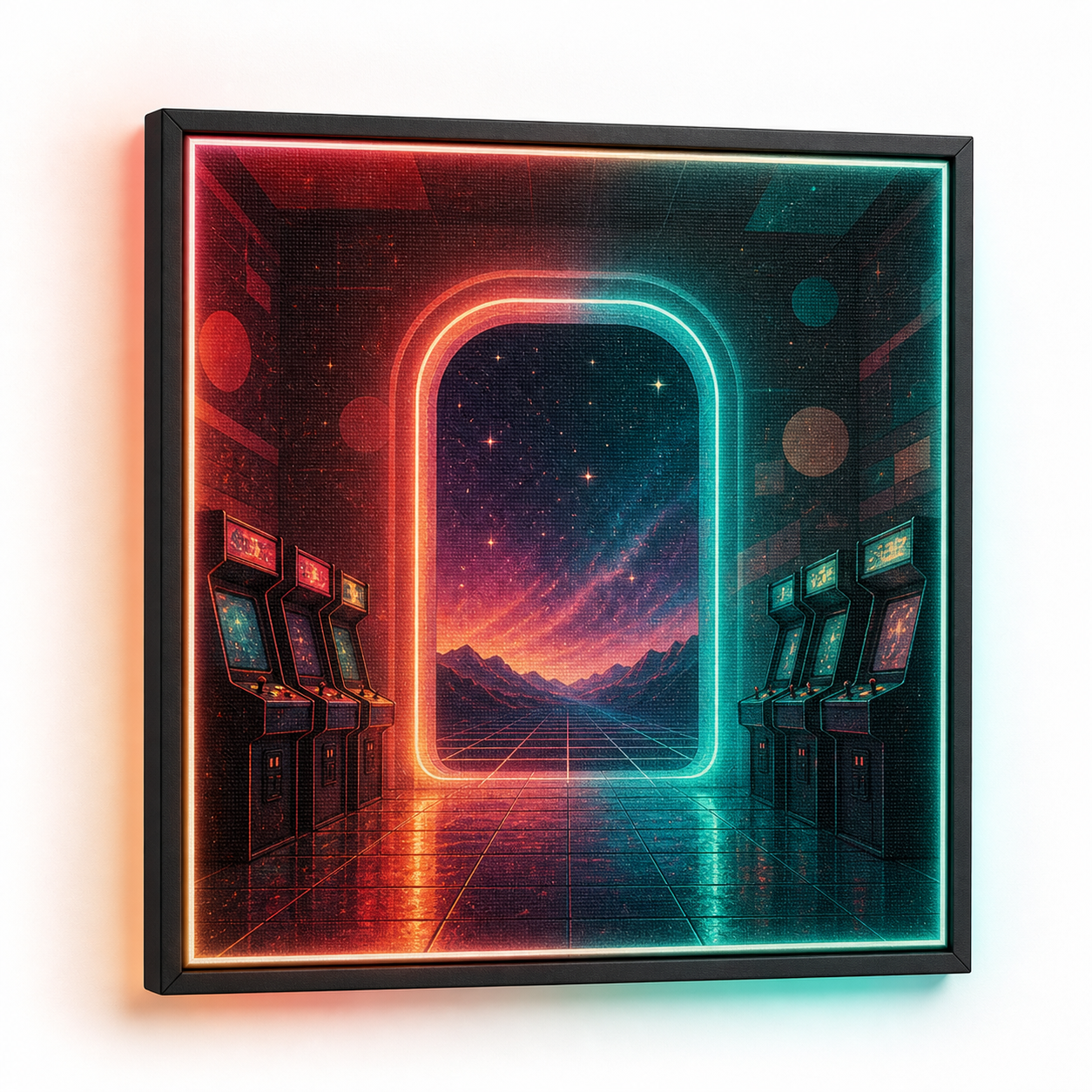 Arcade Portal custom RGB fabric canvas wall art
