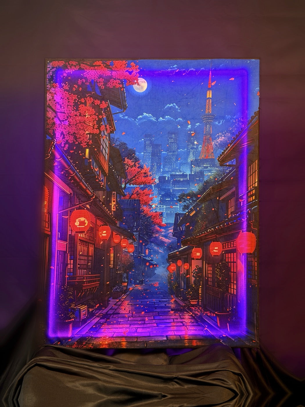 Tokyo Lantern Night RGB fabric canvas real product photo
